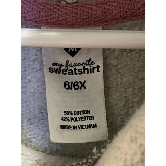 Sweatshirt Hoodie Girl's 6/6X Gray Leopard with Pink sequins - Picture 7 of 12